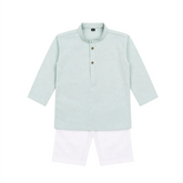 Baby Boy Light Green Cotton Kurta Trouser Set