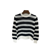 Black Stripes Knitted T-Sweater
