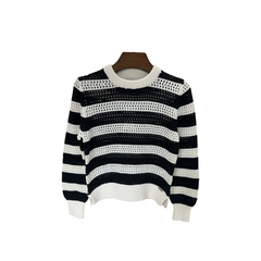 Black Stripes Knitted T-Sweater