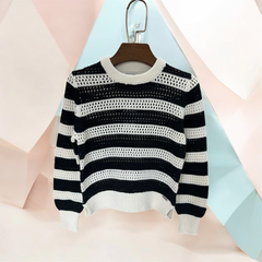 Black Stripes Knitted T-Sweater