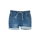 Round Lastic Denim Short