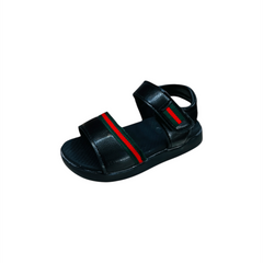 Black Sandal With Red Stripes