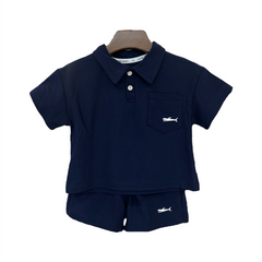 2PC Navy Blue Shark Suit