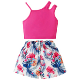 2PC Pink Floral Suit