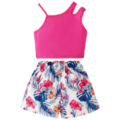 2PC Pink Floral Suit