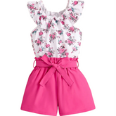 2PC Floral Ruffle Top & Short