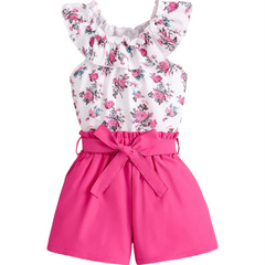 2PC Floral Ruffle Top & Short
