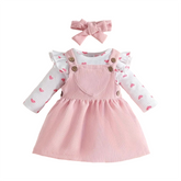 3PC Baby Girl Pink Heart body Suit Set