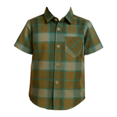 Boys Green Check Half Sleeves Shirt