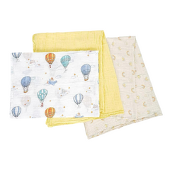 3PC Muslin Swaddle Sheets 100% Cotton