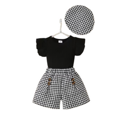 Baby Girl Black Checkered 3-Piece Outfit