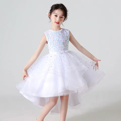 White Tail Sequence Party Wear Frock