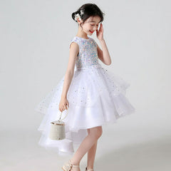 White Tail Sequence Party Wear Frock