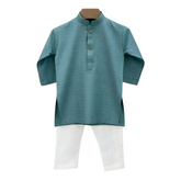 Baby Boy Green Cotton Kurta Trouser Set
