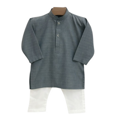Baby Boy Blue Cotton Kurta Trouser Set