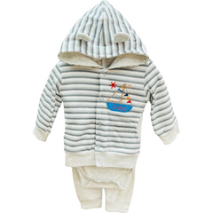 3Pc Grey Stripes Suit