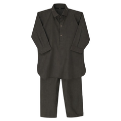 Baby Boy Brown Kurta Trouser Set in Wash-N-Wear