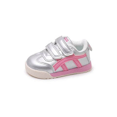 Baby Girl Silver Casual Joggers with Pink Detail