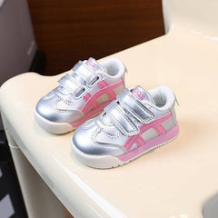 Baby Girl Silver Casual Joggers with Pink Detail