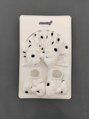Black Polka Dots Turban Cap & Socks Set