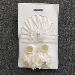 White Turban Cap & Socks Set