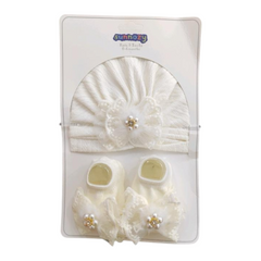 White Turban Cap & Socks Set