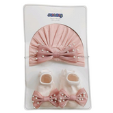 Pink Turban Cap & Socks Set