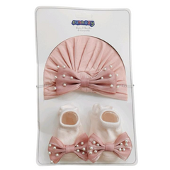 Pink Turban Cap & Socks Set