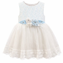 Blue Shimmer Floral Partywear Frock