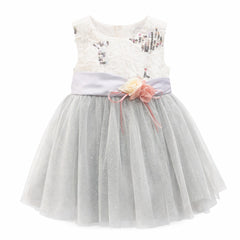 Grey Floral Partywear Frock