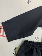 Baby Boy Black Checkered Wash-N-Wear Kurta Trouser Set