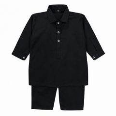Baby Boy Black Wash & Wear Kurta Trouser Set