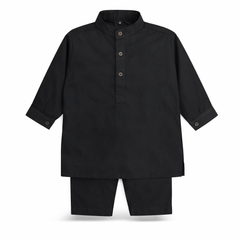 Baby Boy Black Checkered Wash-N-Wear Kurta Trouser Set