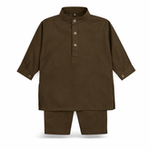 Baby Boy Mehndi Wash-N-Wear Kurta Trouser Set