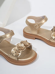 Baby Girl Party Wear Golden Floral Sandals