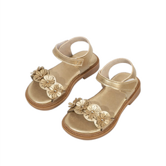 Baby Girl Party Wear Golden Floral Sandals