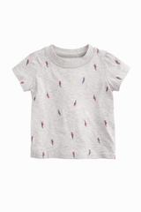 Baby Girl 3-Piece Suit – Dino & Parrot Print T-shirts with Grey Shorts