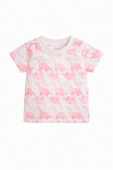 Baby Girl 3-Piece Suit – Dino & Parrot Print T-shirts with Grey Shorts