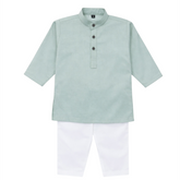 Baby Boy Light Green Cotton Kurta Trouser Set