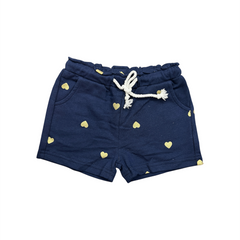 Baby Girls Round Lastic Golden Hearts Shorts