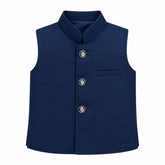 Baby Boy Navy Blue Waistcoat For Kurta Trouser