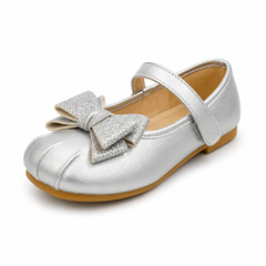 Silver Pumps Baby Girl Silver Glitter Pumps with Bow