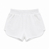 Baby Girl Round Elastic Cotton Short - White