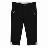 Baby Boy Black Cotton Pant with Adjustable Waist