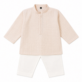 Baby Boy Peach Cotton Kurta Trouser Set