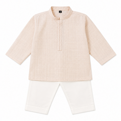 Baby Boy Peach Cotton Kurta Trouser Set