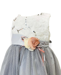 Grey Floral Partywear Frock