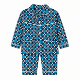 Teal Blue Cotton Night Suit