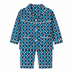 Teal Blue Cotton Night Suit