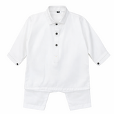 Baby Boy White Wash-N-Wear Kurta Trouser Set